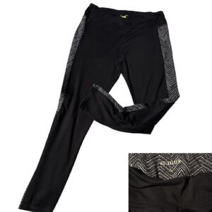 Hollister Black Leggings with Geometric Stripes